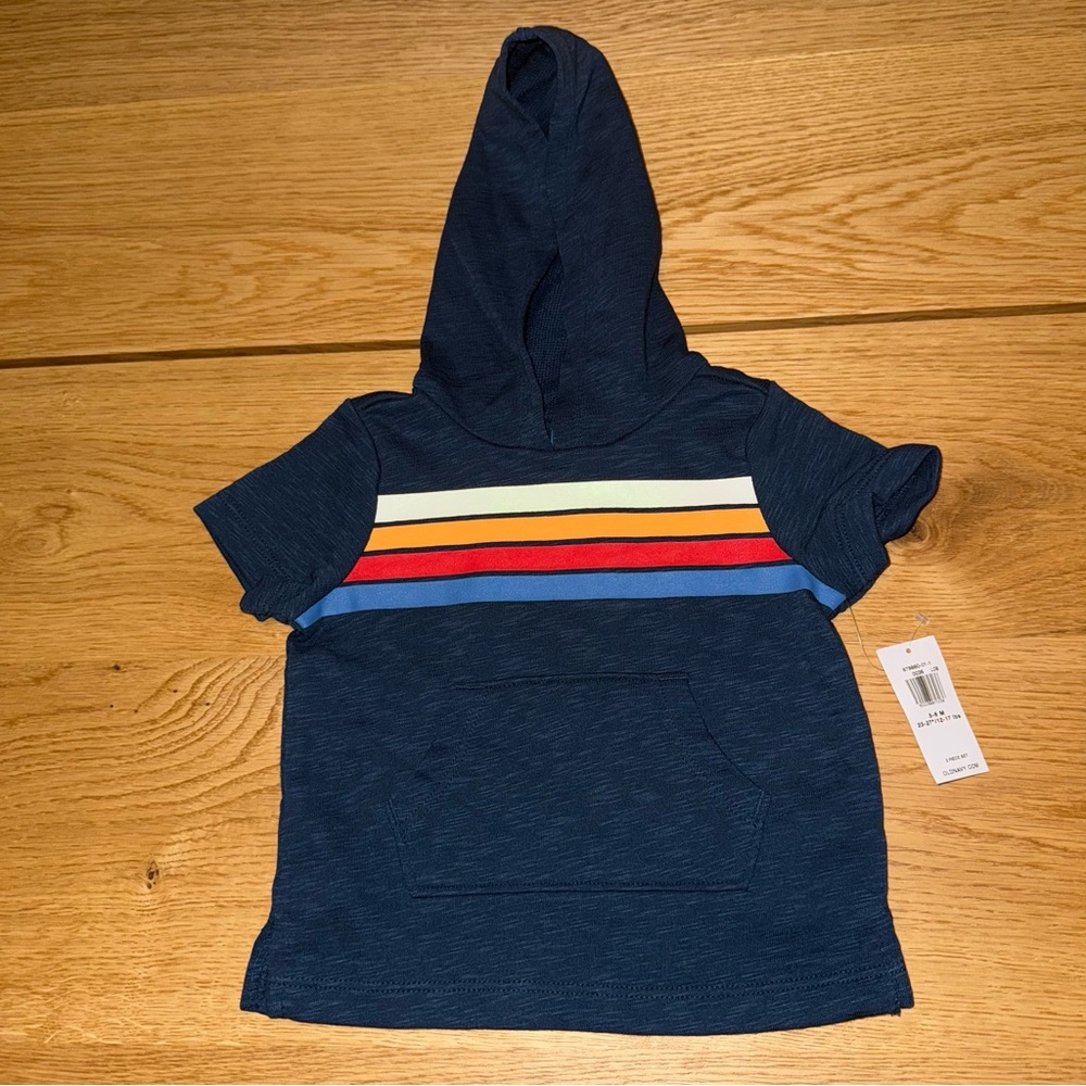 Kids Navy Blue Striped Hoodie Shirt